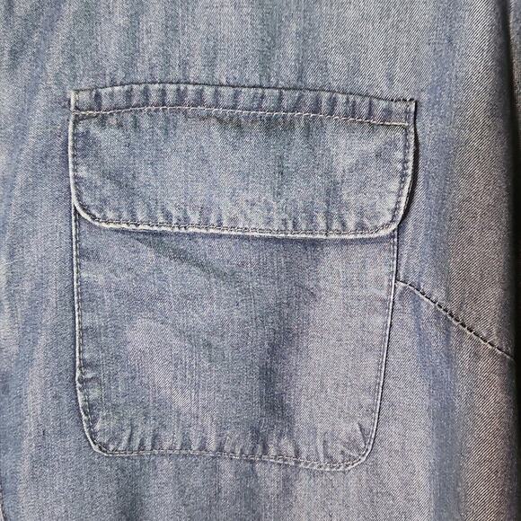 Jones New York Womens Chambray 1/2 Zip Top Size LG Roll Tab Tassle Pockets Soft - Picture 5 of 10